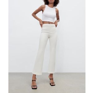Zara Mini-Flare Pants in Ecru
